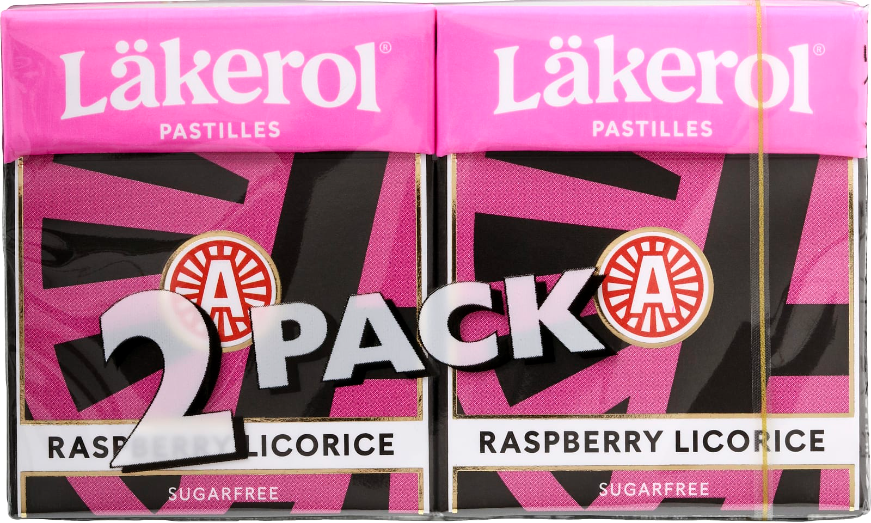 Läkerol - Raspberry 2pk sukkerfri - Läkerol Pastilles - liqorice