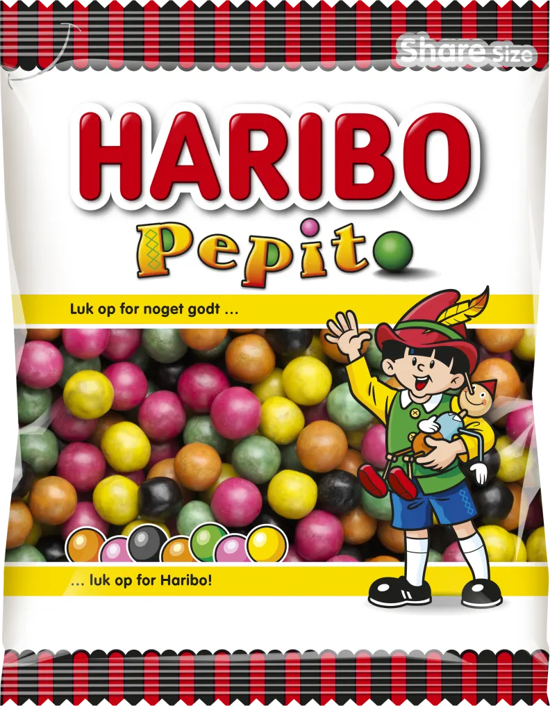 Haribo Pepito (Pinocchio kugler) - sugar covered / sweet liquorice Best before date July 2026