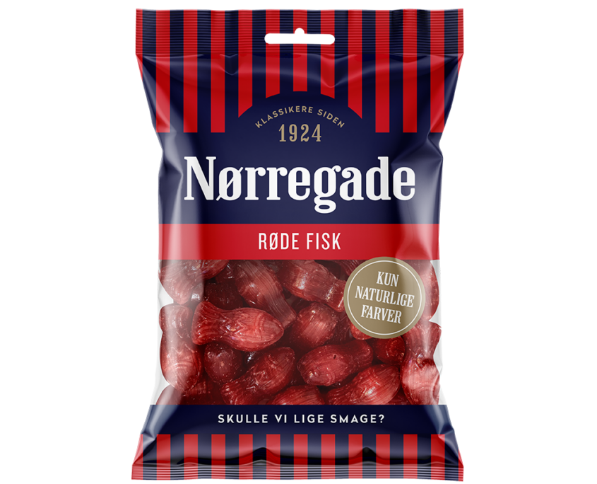 Nørregade - Røde Torsk - Nørregades "Røde Fisk" - hard boiled candy with strawberry and salmiac taste