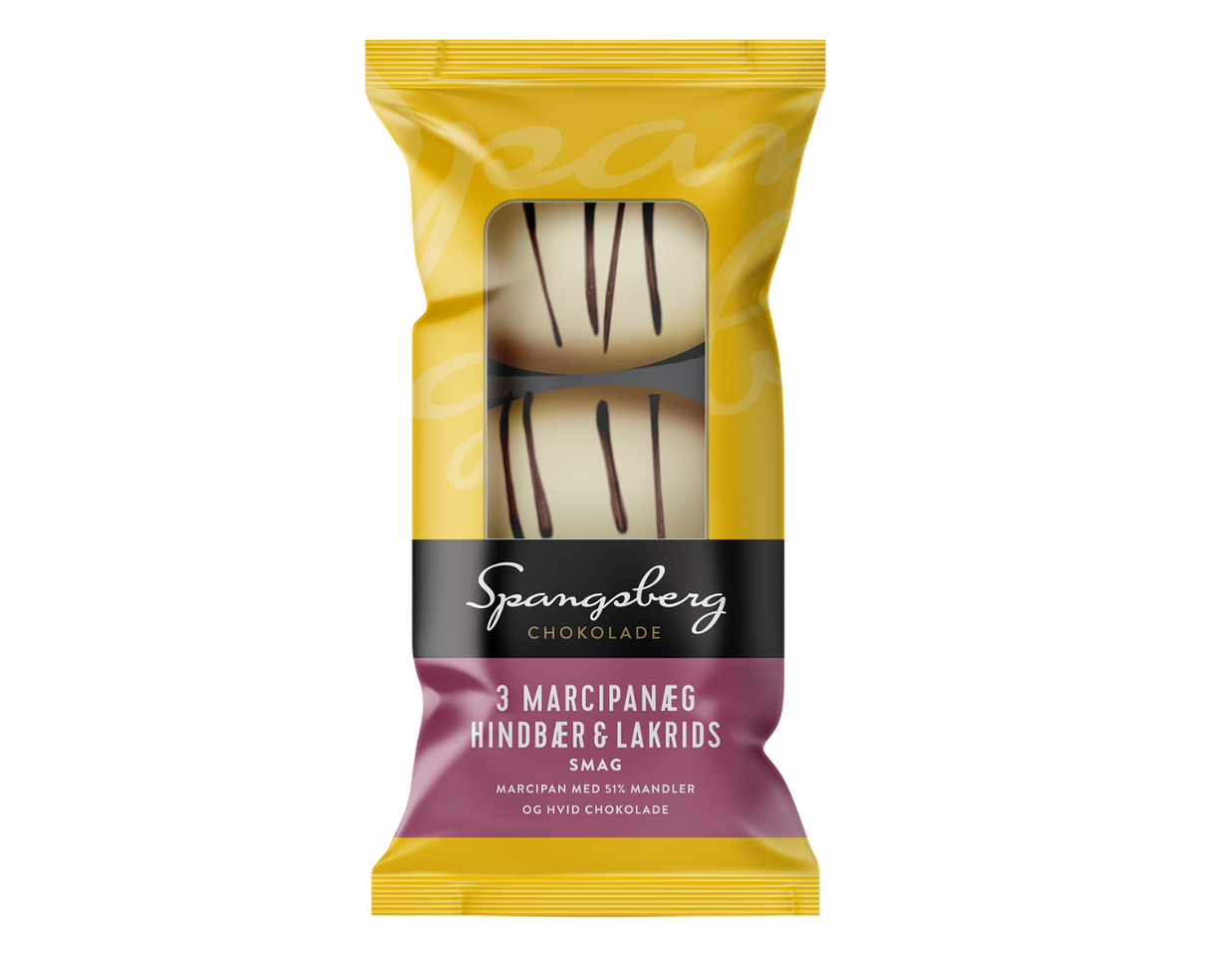 Spangsberg - Marcipanæg 3pk. - marzipan / raspberry / liquorice 51 % almonds
