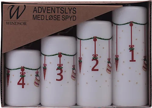 Christmas - Windsor adventslys i 4 højder - Christmas candle 1-4