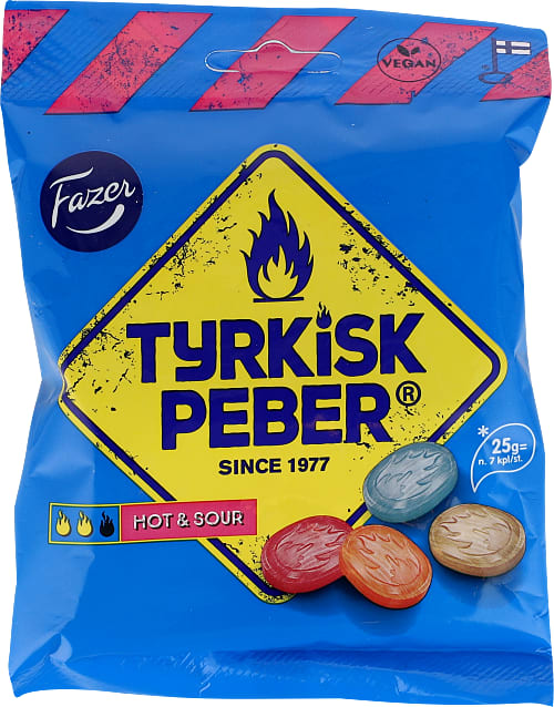Tyrkisk Peber  Hot & Sour - hot liquorice-filling-taste inside the hardboiled candy - vegan