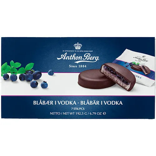 Anthon Berg - Blåbær i Vodka - Dark Chocolate with Marzipan Blueberries and Vodka