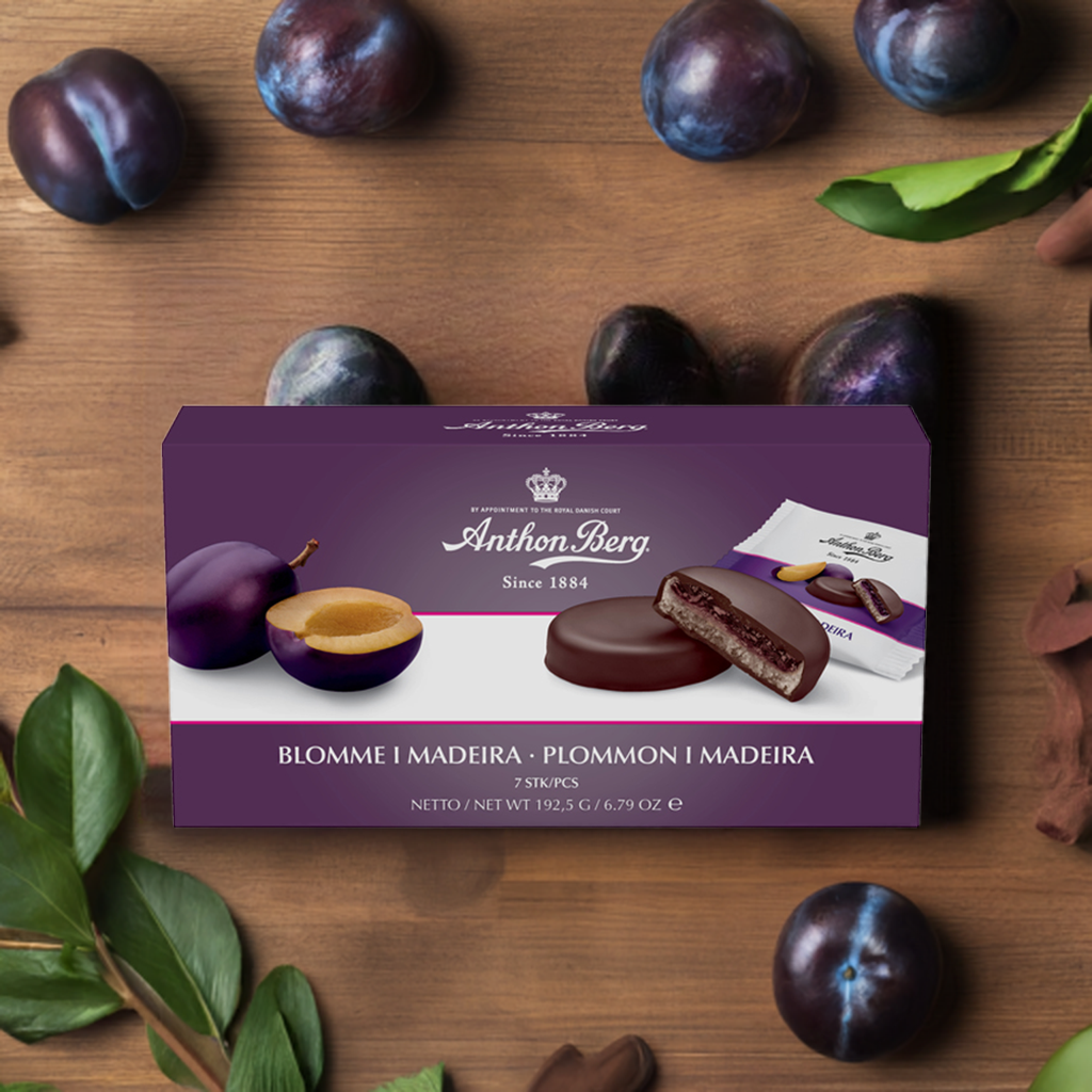 Anthon Berg - Blomme i Madeira - dark chocolate with marzipan and plum best before date 19th november 2025
