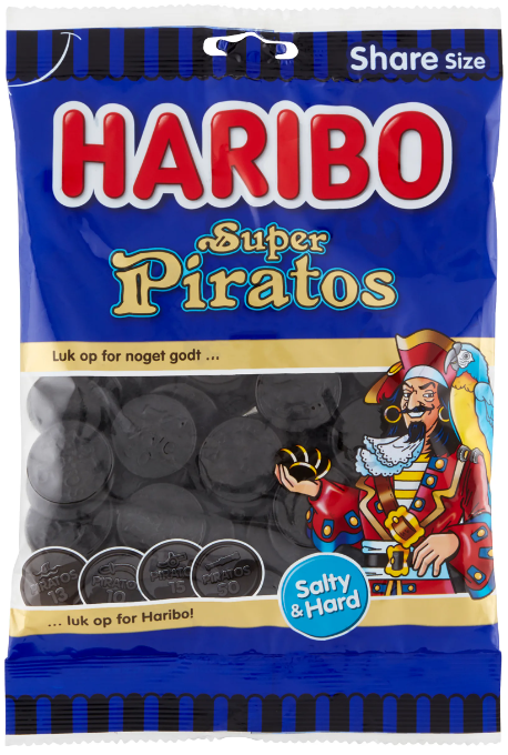 Haribo Super Piratos Big Bag - salty liquorice no. 1 in Denmark Best before date January 2026