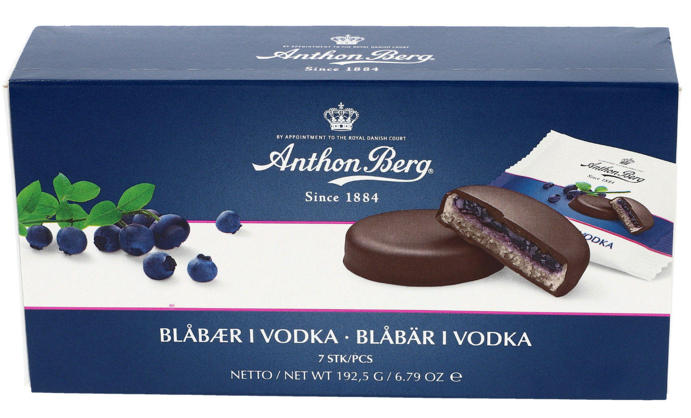 Anthon Berg - Blåbær i Vodka - Dark Chocolate with Marzipan Blueberries and Vodka