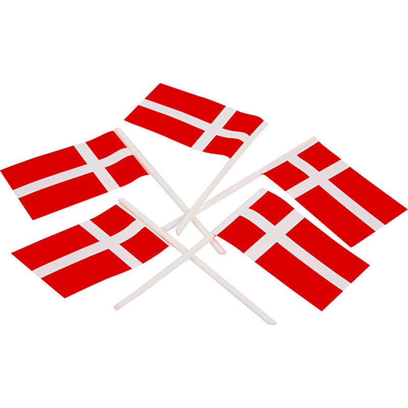 Celebration - Dansk flag til kagen på plastpind 50 stk - paper flags to put in food for birthdays
