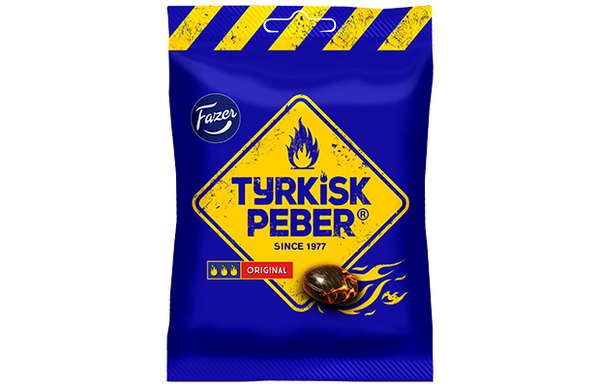 Tyrkisk Peber Original - hot liquorice-filling-taste inside the hardboiled candy - vegan