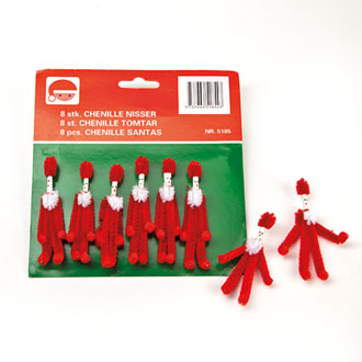 Christmas - Piberenser nisser 8pcs / Chenille nisser
