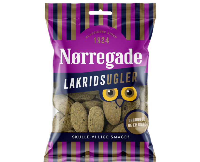 Nørregade - Lakrids Ugler - sweet liquorice with powder