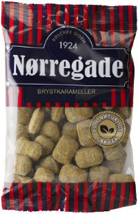 Nørregade - Brystkarameller - sweet liquorice with powder Best before date 31st March 2025