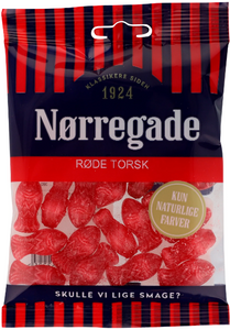 Røde Torsk - Nørregades "Røde Fisk" - hard boiled candy with strawberry and salmiac taste