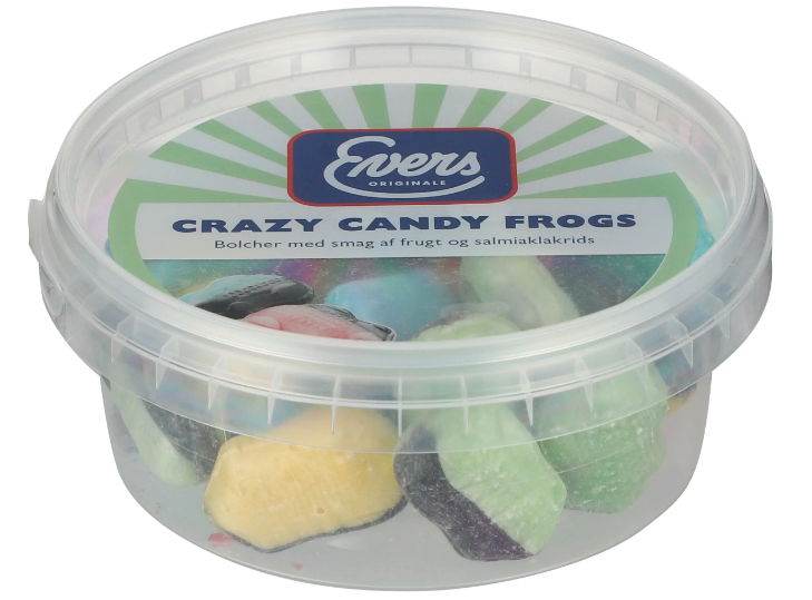 Evers - Crazy Candy Frogs - hard boiled candy with fruit and and liquorice taste