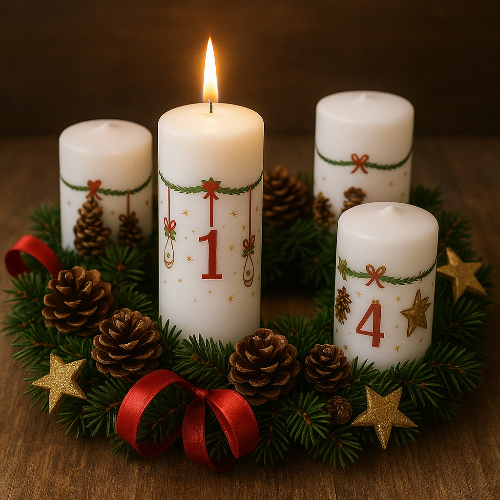 Christmas - Windsor adventslys i 4 højder - Christmas candle 1-4