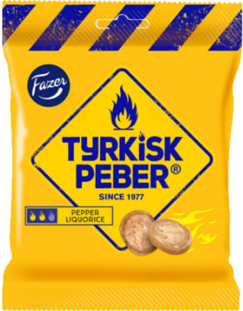 Tyrkisk Peber Pepper liquorice - hot liquorice-filling-taste inside the hardboiled candy - vegan
