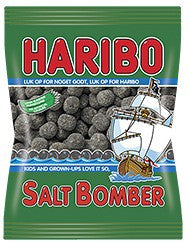 Haribo Saltbomber - salty liquorice covered with sugar - Best before date June 2026