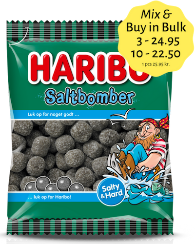 Haribo Saltbomber - salty liquorice covered with sugar - Best before date June 2026