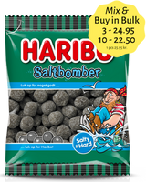 Haribo Saltbomber - salty liquorice covered with sugar - Best before date June 2026