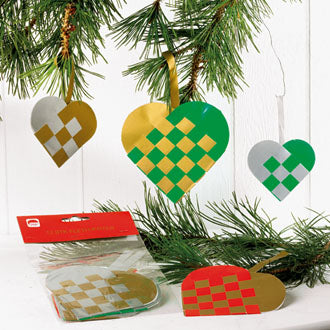 Christmas - Flettede hjerter 12 stk. i 3 str. - for your Christmas tree