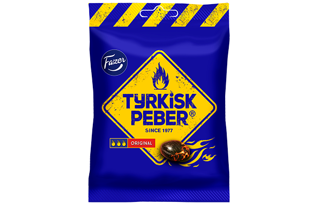 Tyrkisk Peber Original - hot liquorice-filling-taste inside the hardboiled candy - vegan